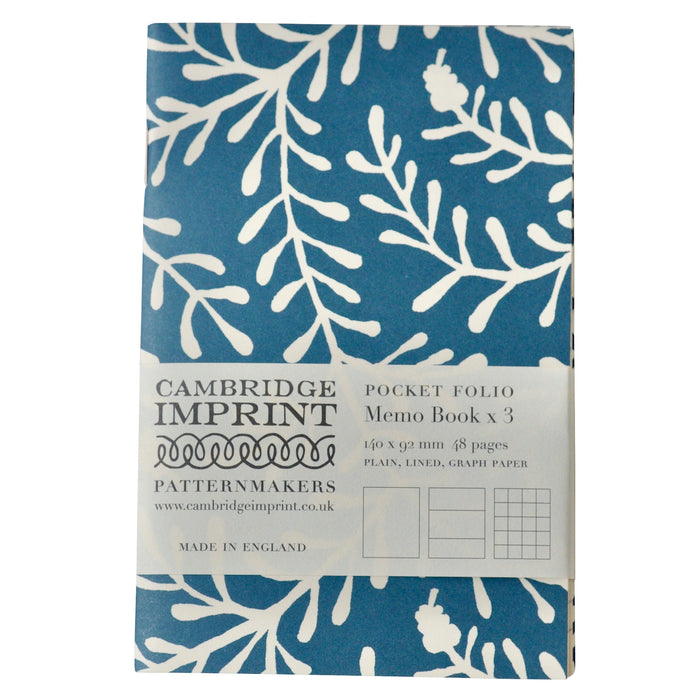 Blue Memo Books - Pack of 3 Assorted