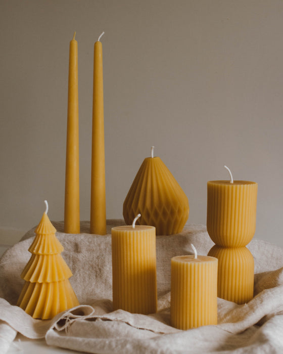 Artisan Beeswax Cylinder Candles | Set of 2