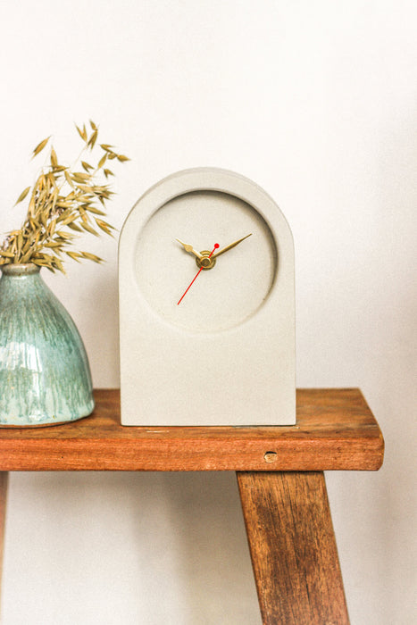 Handmade Concrete & Grey Desk Clock - Short