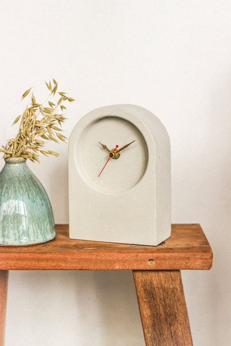 Handmade Concrete & Grey Desk Clock - Short