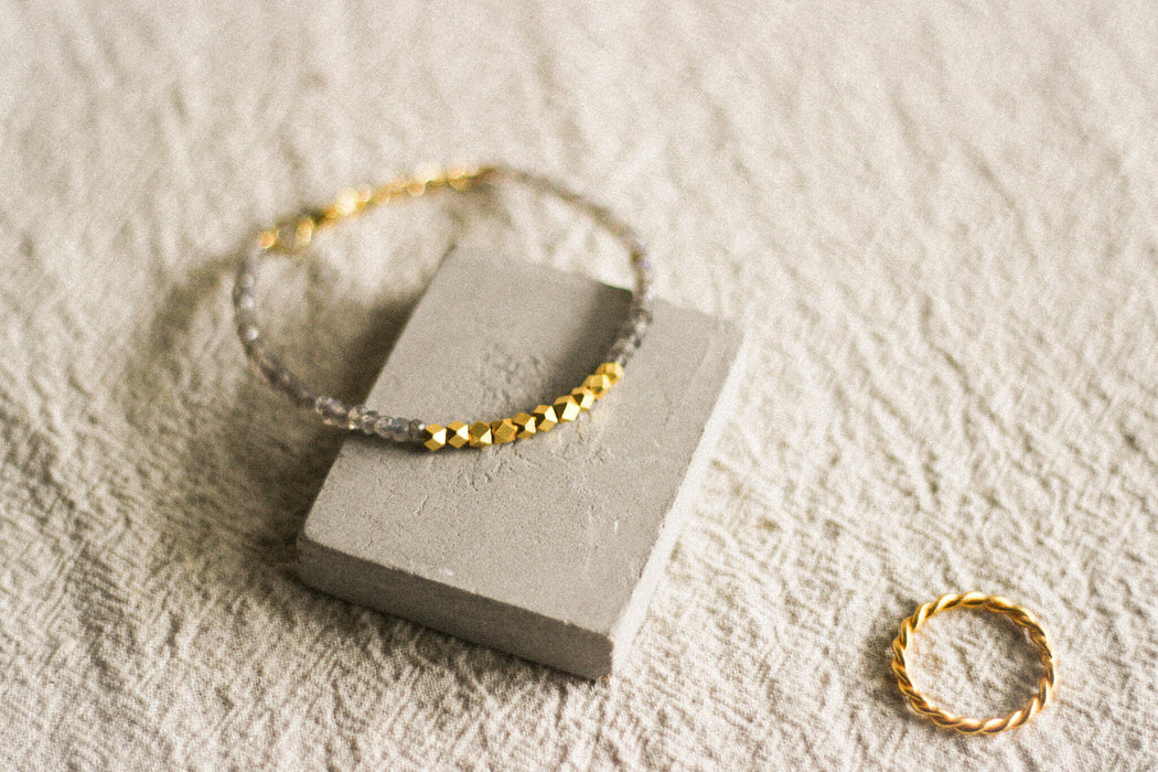 Labradorite & Gold Nugget Bracelet