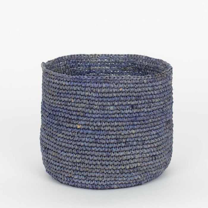 Grey/Blue Raffia Basket - Small
