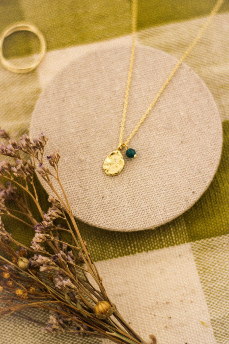 Gold Nugget Stone Necklace