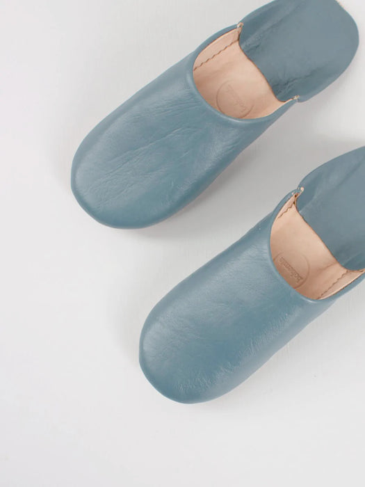Blue Grey Moroccan Slippers