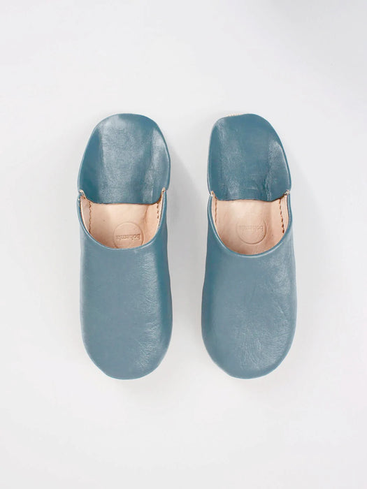 Blue Grey Moroccan Slippers