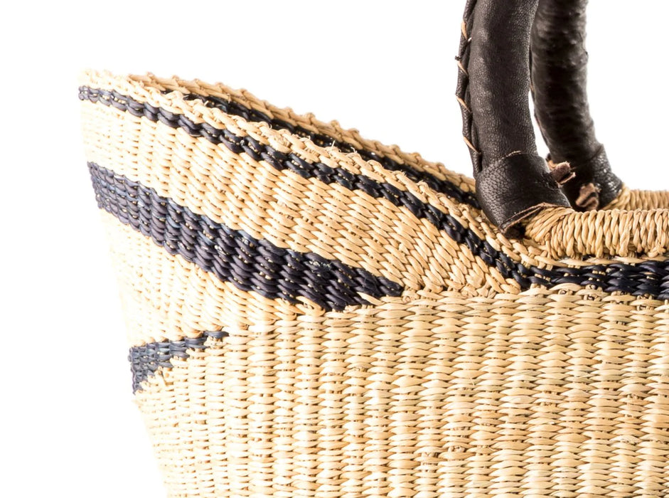 Navy/Black Pattern Bolga Shopping Basket