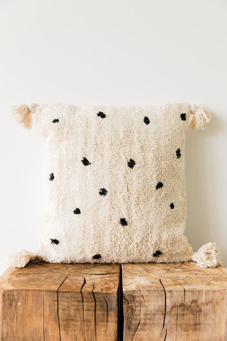 Handwoven Cream & Black Spot Cushion - 2 Sizes