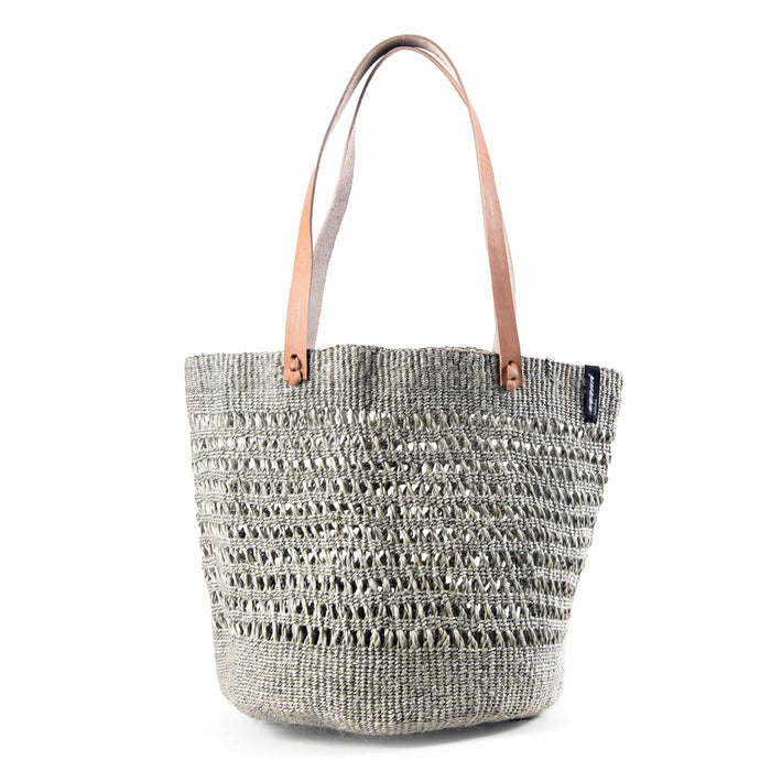 Light Grey Open Weave Shopper Basket