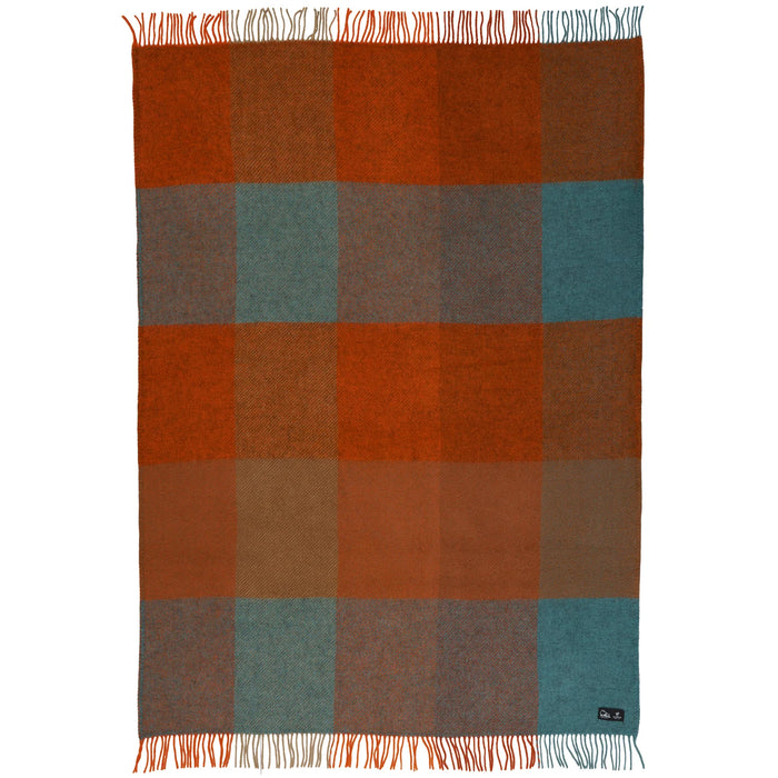Check Orange Brushed Gotland & Lambswool Throw