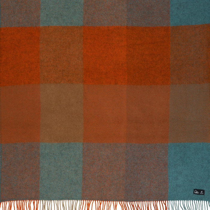 Check Orange Brushed Gotland & Lambswool Throw