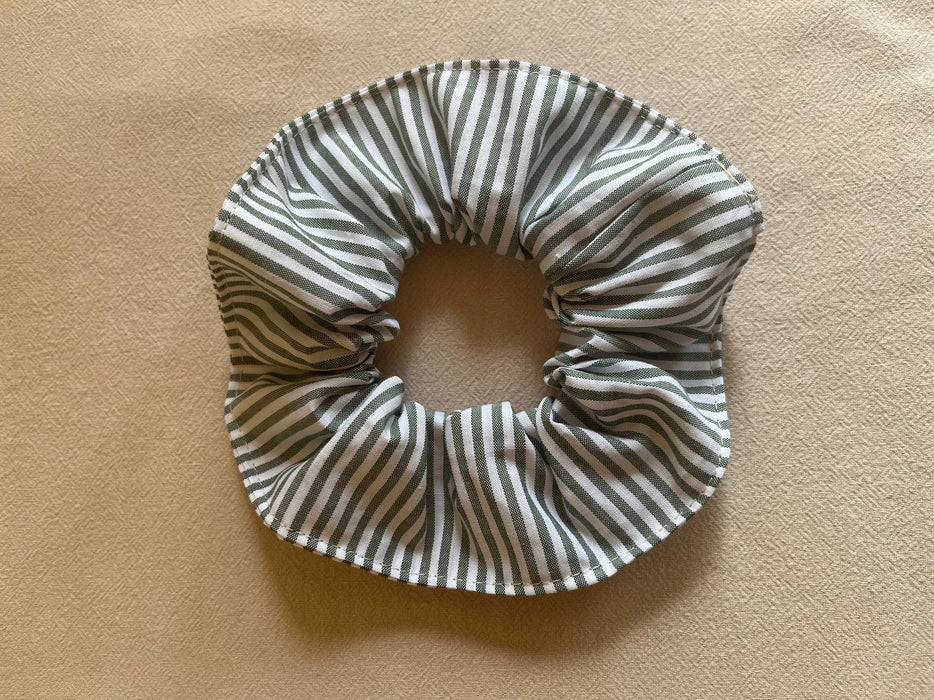 Green Stripe Cotton Scrunchie