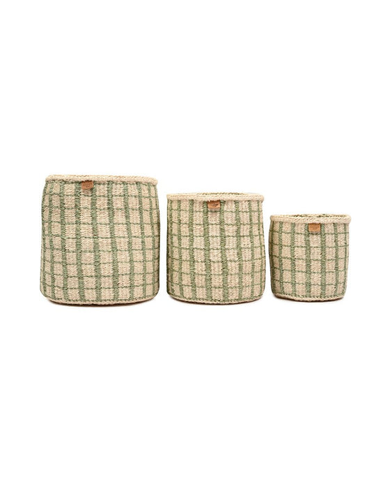 Woven Storage Basket | Green Check