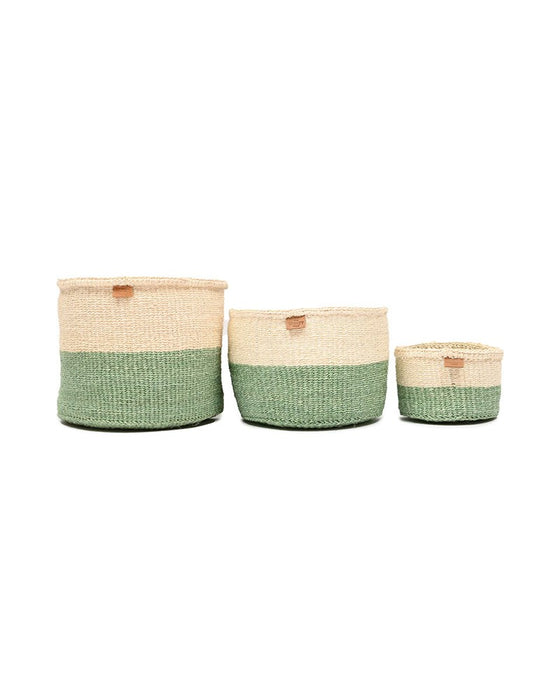 Green Colour Block Woven Basket
