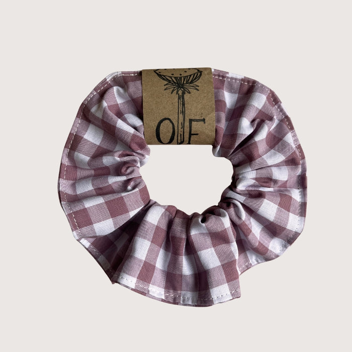 Dusky Pink Gingham Cotton Scrunchie