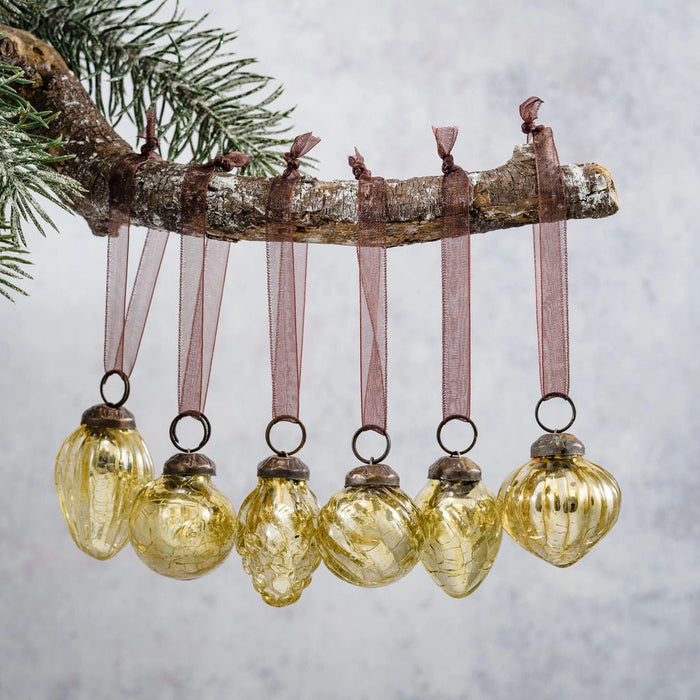 Gold Crackle Glass Baubles