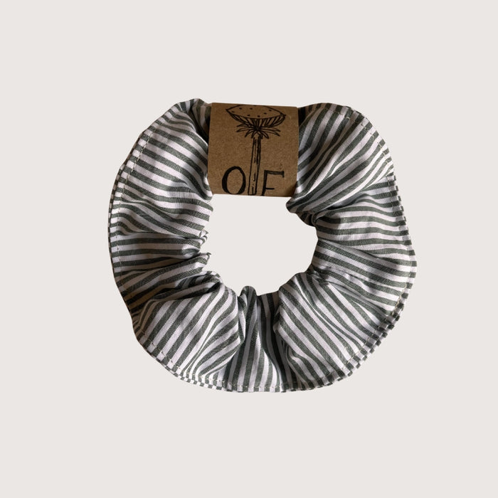 Green Stripe Cotton Scrunchie