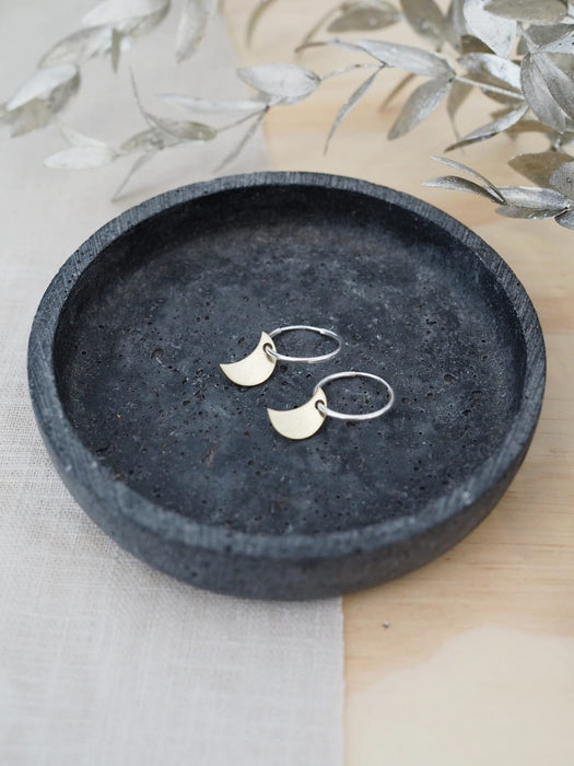 Penny Brass and Silver Moon Earrings