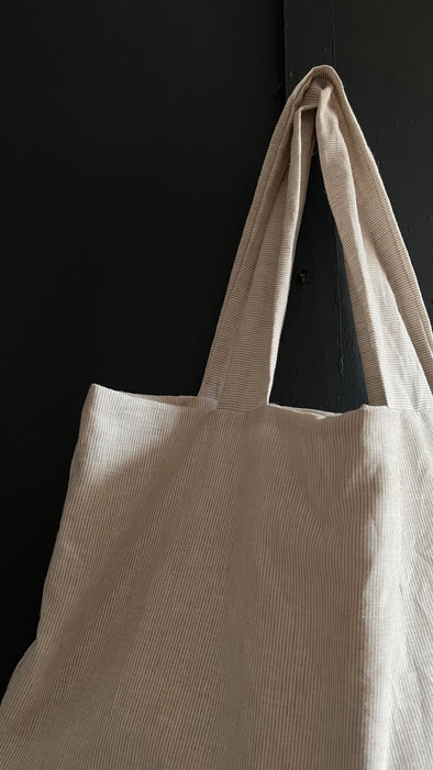 Washed Linen Day Bag - Oatmeal Stripe