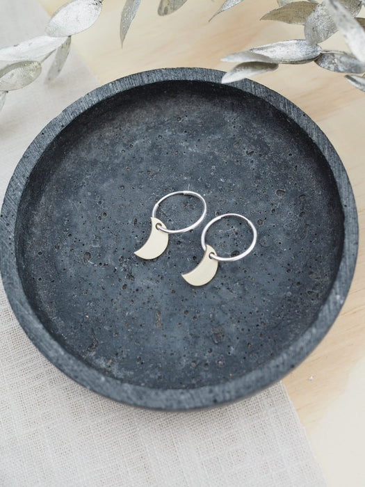 Penny Brass and Silver Moon Earrings