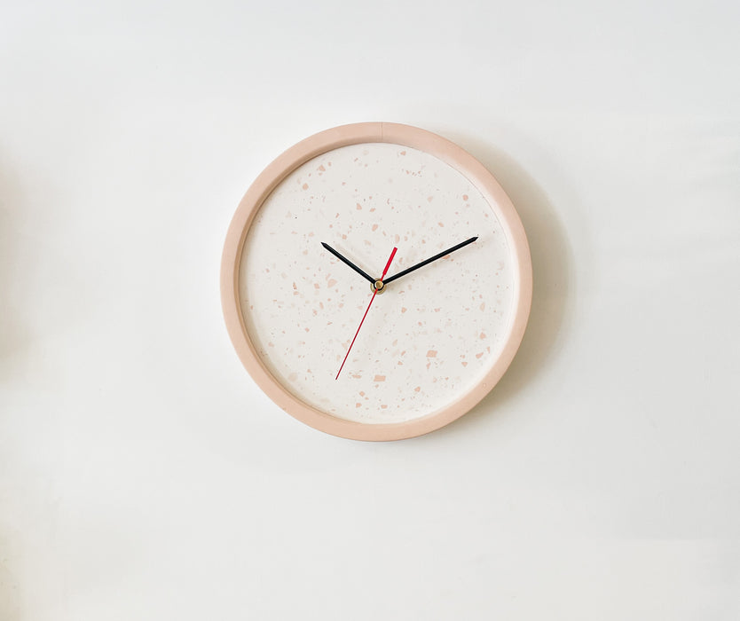 Handmade Pink Eco Resin Flecked Wall Clock
