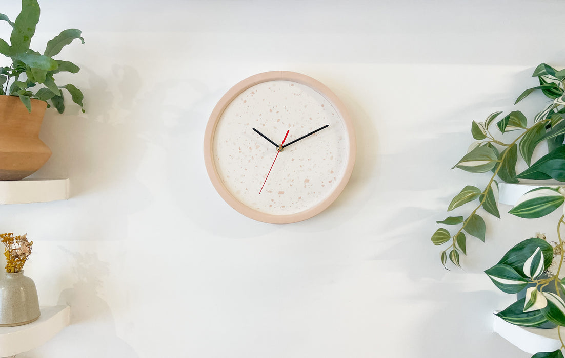 Handmade Pink Eco Resin Flecked Wall Clock