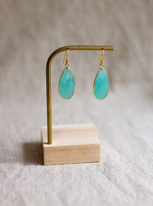 Aqua Chalcedony Drop Earrings