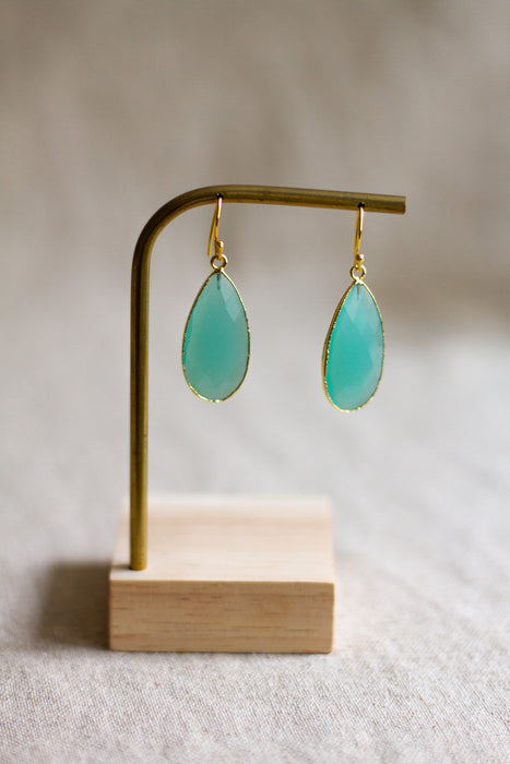 Aqua Chalcedony Drop Earrings