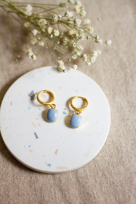 Stone Huggie Hoops