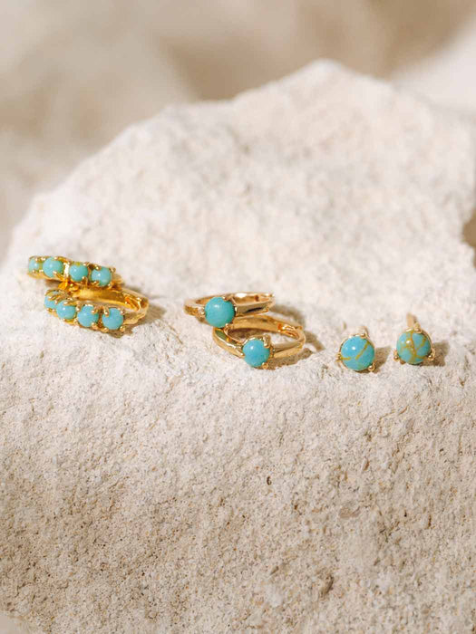 Capri Single Stone Turquoise Huggies