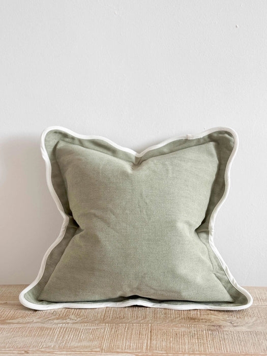 Chloe Sage Scalloped Edge Cushion - 45x45cm