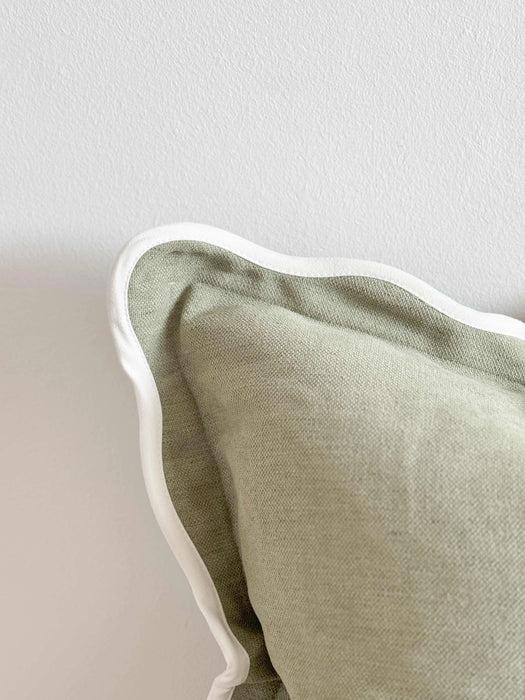 Chloe Sage Scalloped Edge Cushion - 45x45cm