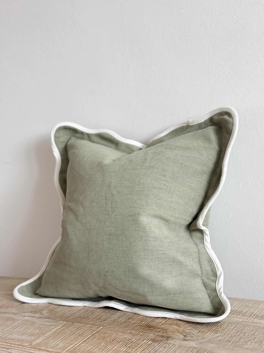 Chloe Sage Scalloped Edge Cushion - 45x45cm