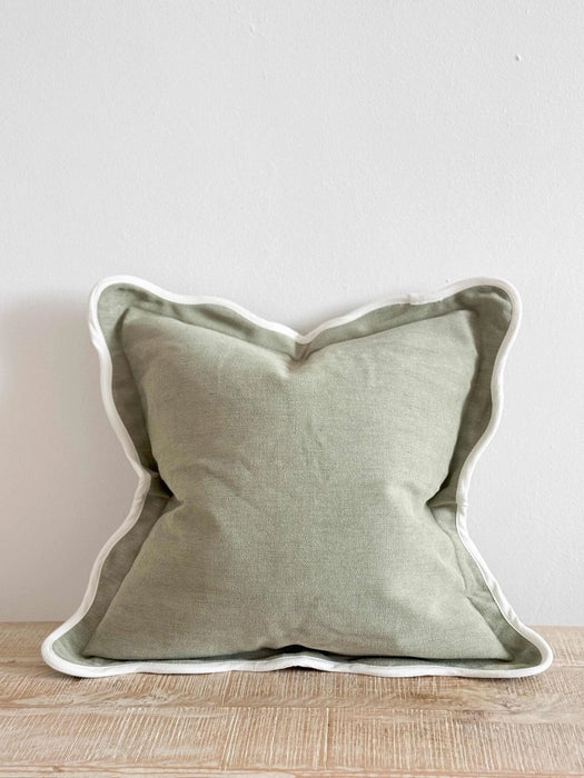 Chloe Sage Scalloped Edge Cushion - 65x65cm