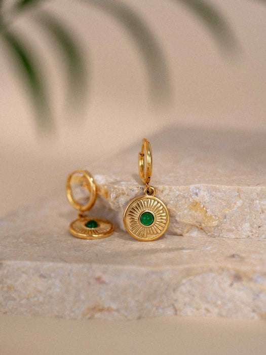 Gold Emerald Boheme Hoops