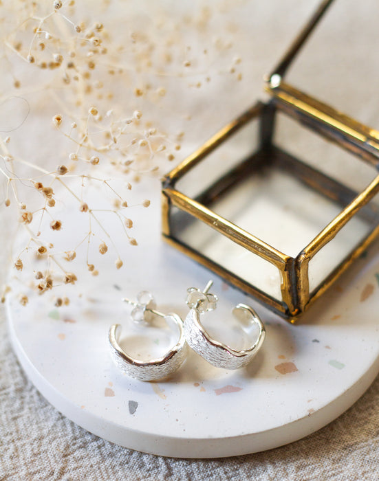 Delicate Silver Stud Hoops