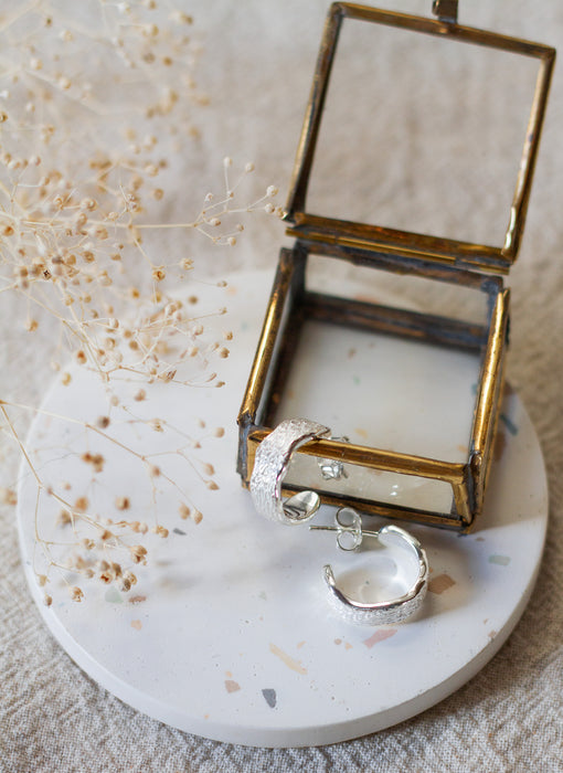 Delicate Silver Stud Hoops