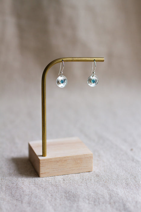 Silver Disc Stone Drops