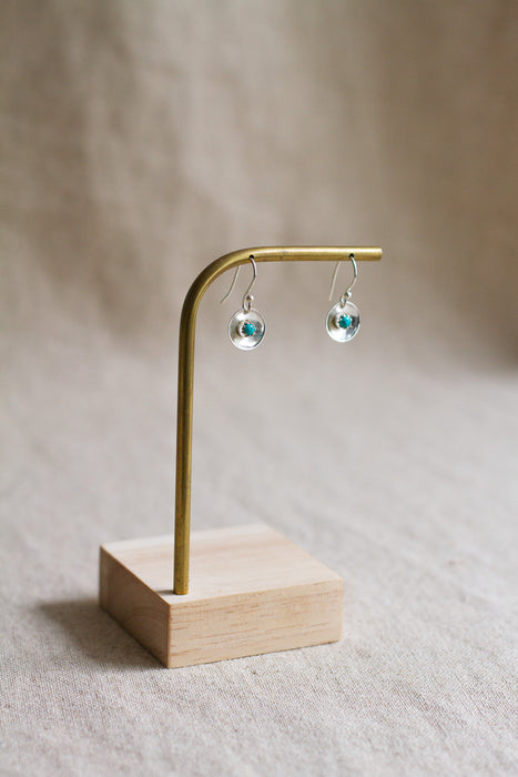 Silver Disc Stone Drops