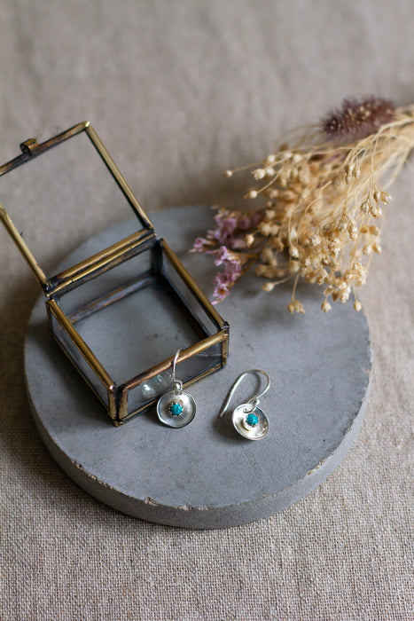 Silver Disc Stone Drops