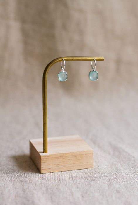 Silver Simple Stone Hoops