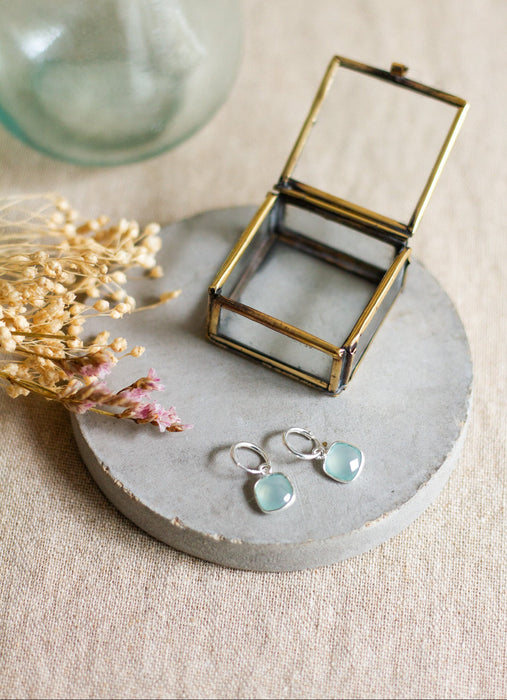 Silver Simple Stone Hoops