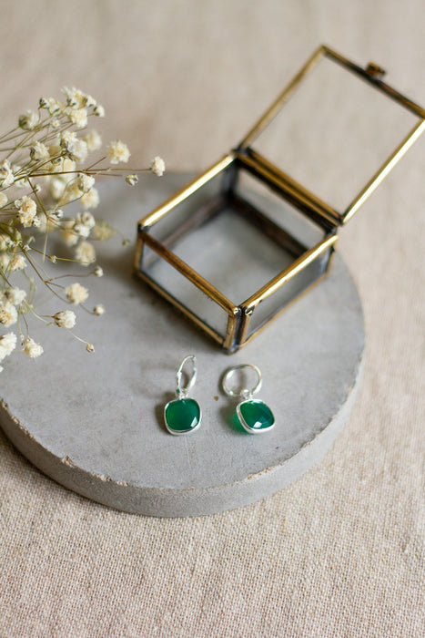 Silver Simple Stone Hoops