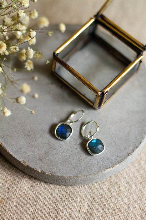 Silver Simple Stone Hoops