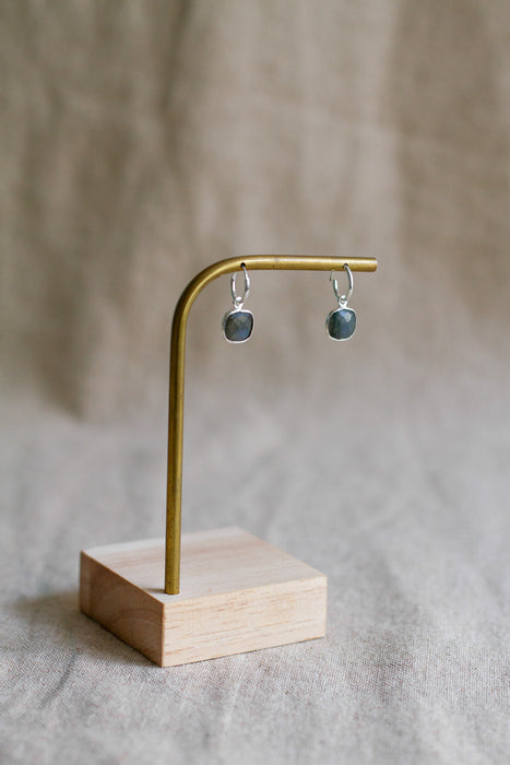 Silver Simple Stone Hoops