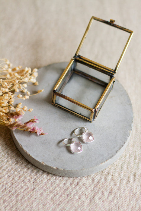 Silver Simple Stone Hoops