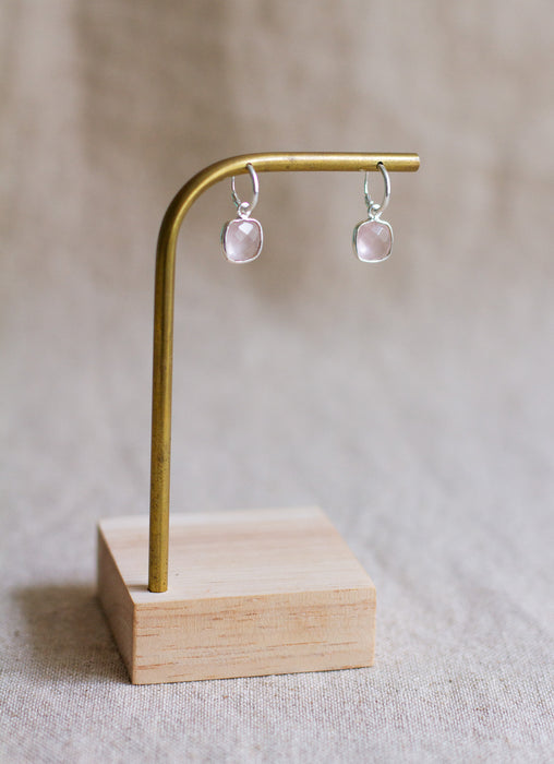 Silver Simple Stone Hoops