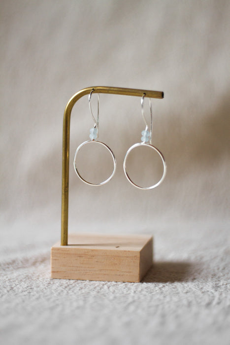 Silver Stone Hoop Drops