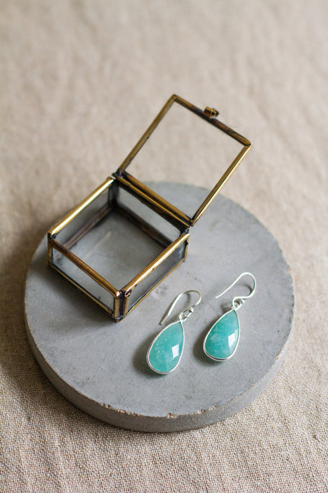 Silver Teardrop Amazonite Drops