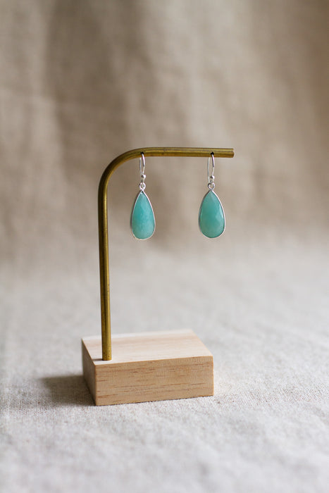 Silver Teardrop Amazonite Drops