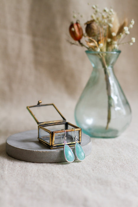 Silver Teardrop Amazonite Drops